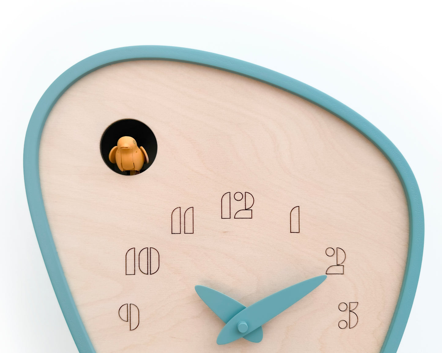 Handcrafted Cuckoo Clock - Ice Green, Amber Bird, Modern Design