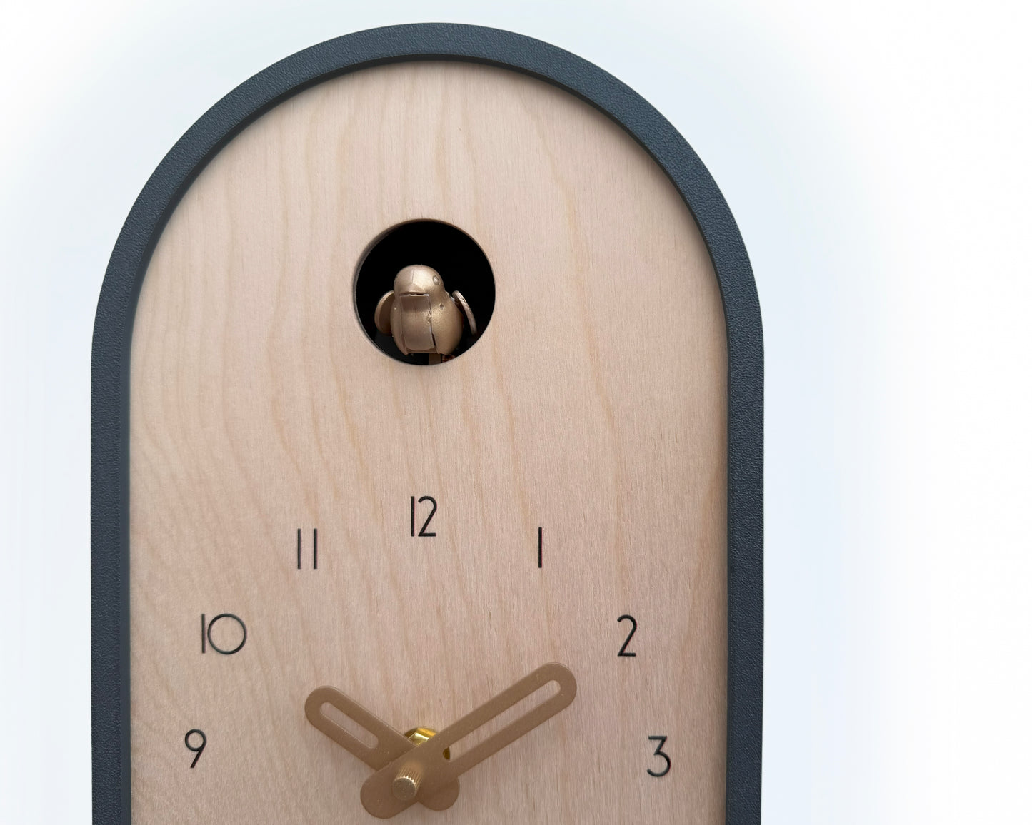 Modern Cuckoo Clock - Anthracite with Brass painted accessories