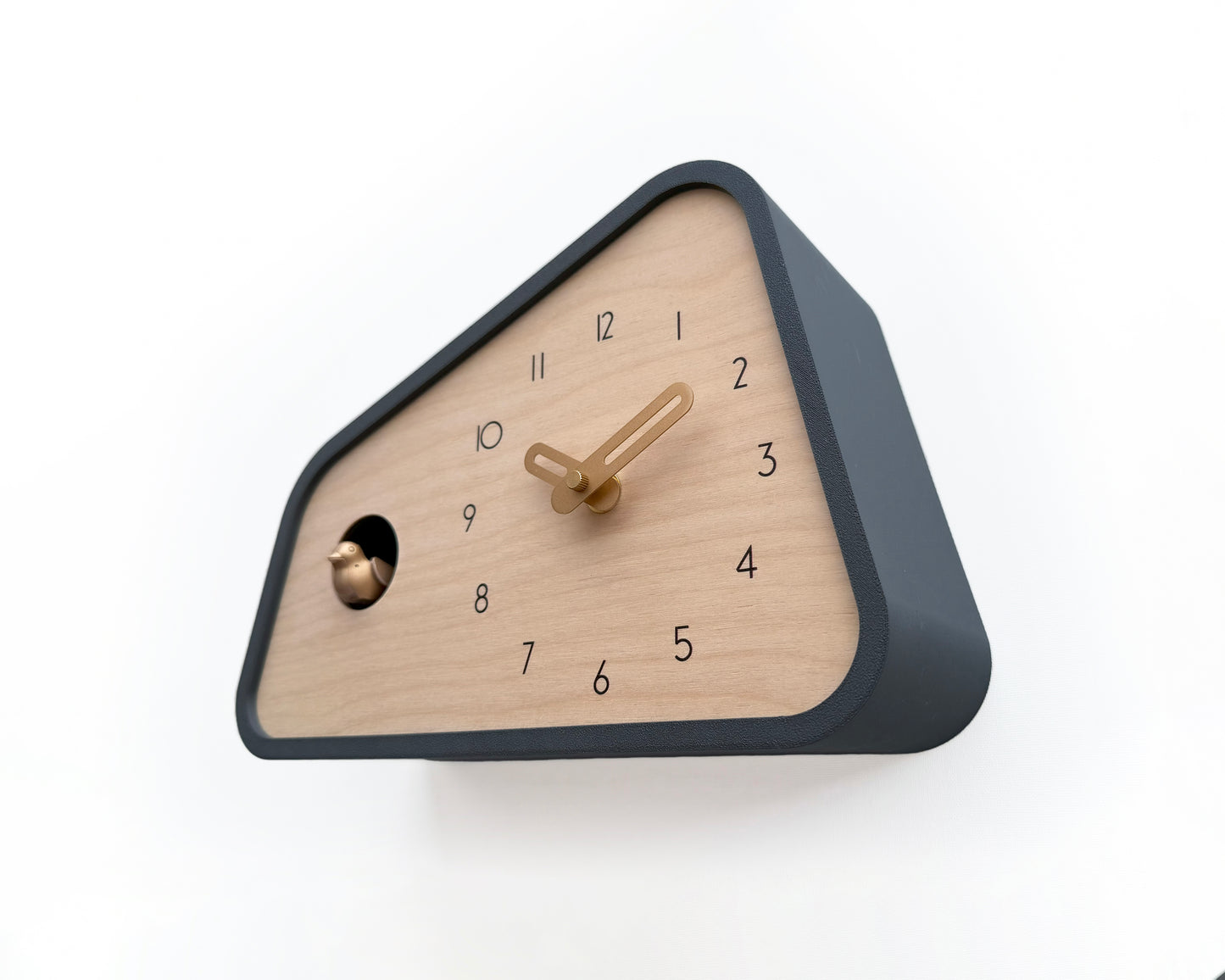 Modern Cuckoo Clock - Anthracite with Brass painted Accessories