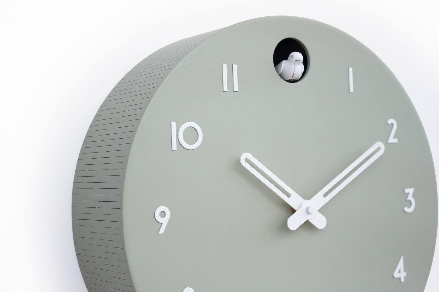 Linden Green Cuckoo Clock, Minimalist Wall Decor, Modern Wooden Design with White Details
