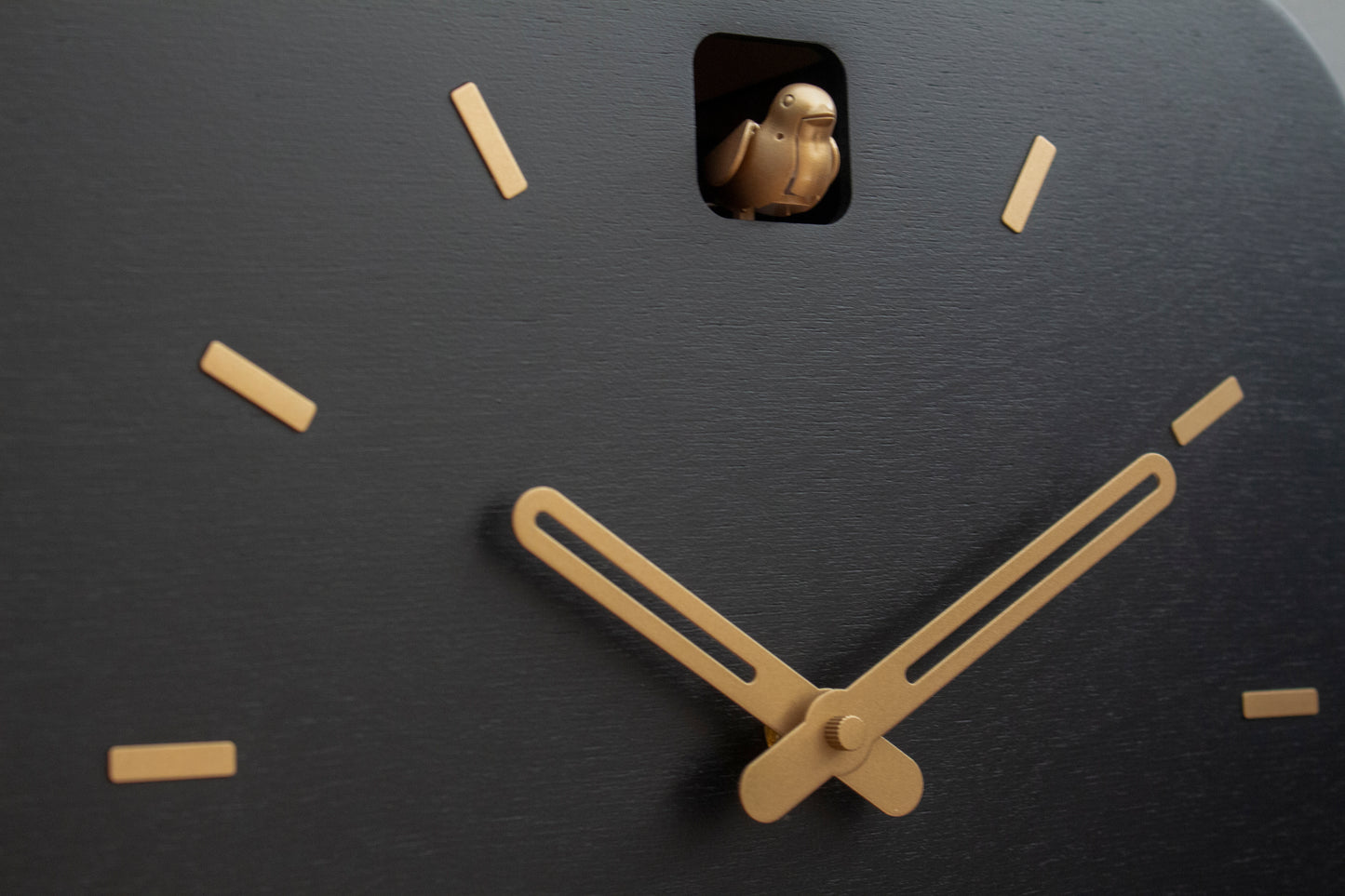 Black & Brass Cuckoo Clock, Contemporary Minimal Wall Decor, Handmade Design