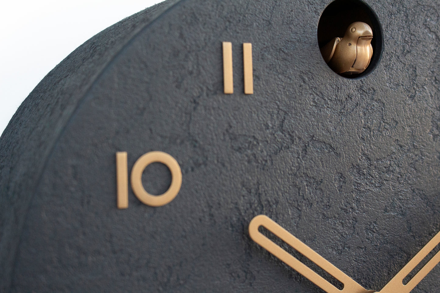 Concrete Cuckoo Clock, Modern Wall Decor, Anthracite & Brass, Minimalist Handmade Design