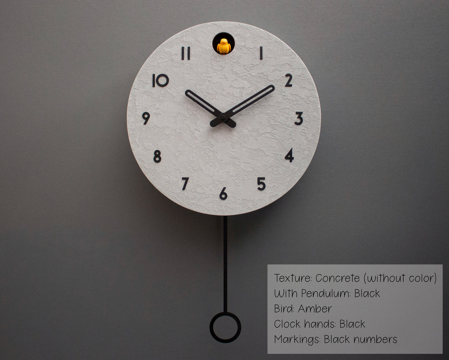 Handmade Concrete Cuckoo Clock - Modern Circle Design