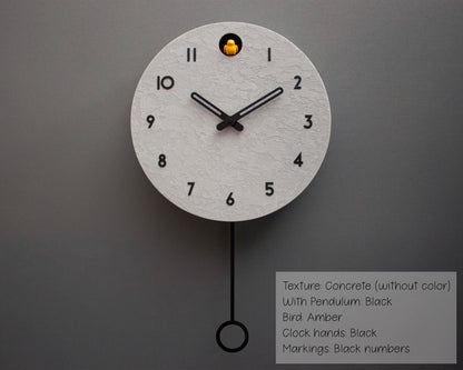 Handmade Concrete Cuckoo Clock - Modern Circle Design
