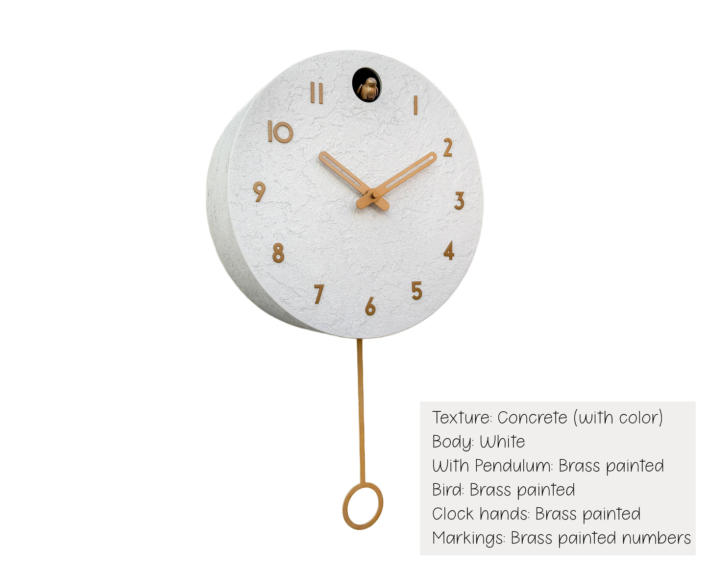 Handmade Concrete Cuckoo Clock - Modern Circle Design