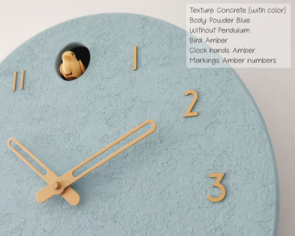 Handmade Concrete Cuckoo Clock - Modern Circle Design