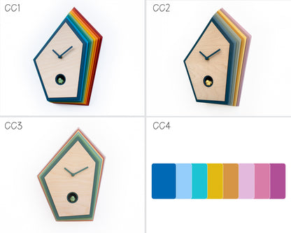 Artistic Cuckoo Clock, Geometric Wooden Wall Decor, Unique Design