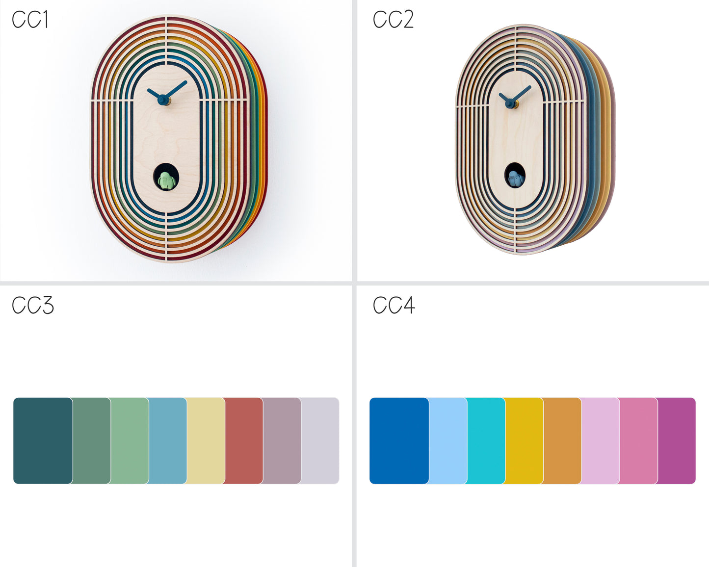 Unique Retro Modern Cuckoo Clock - Multi Colored