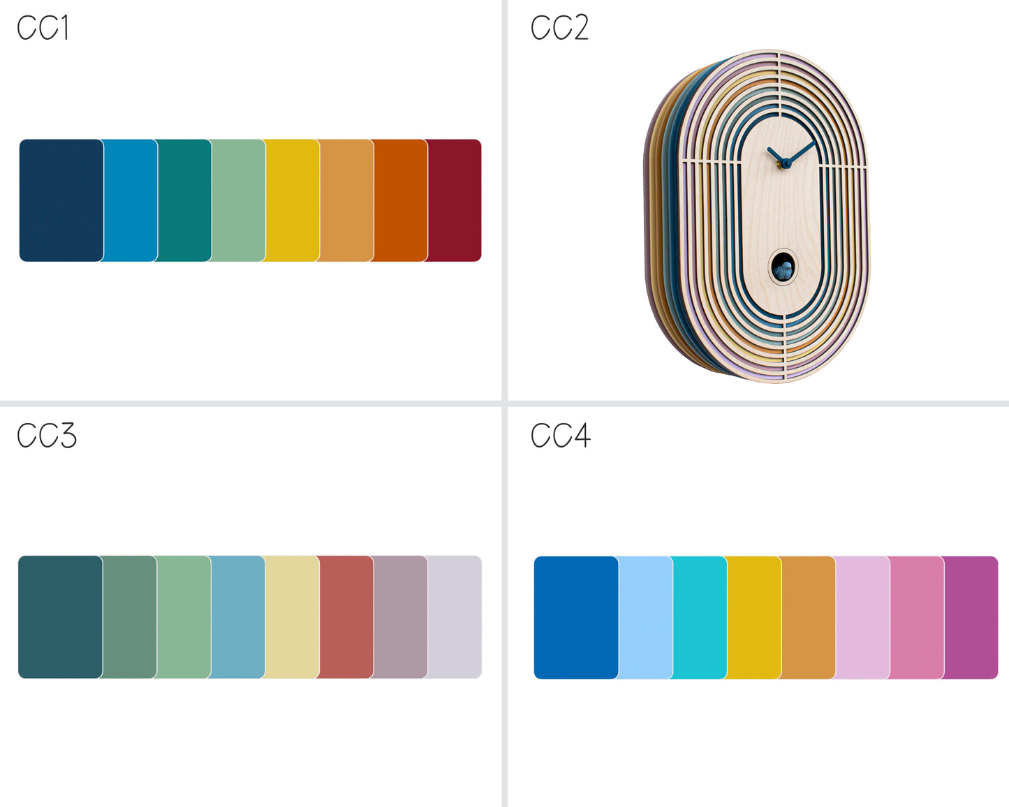 Modern Layered Cuckoo Clock, Oval Wooden Wall Decor, Scandinavian Design
