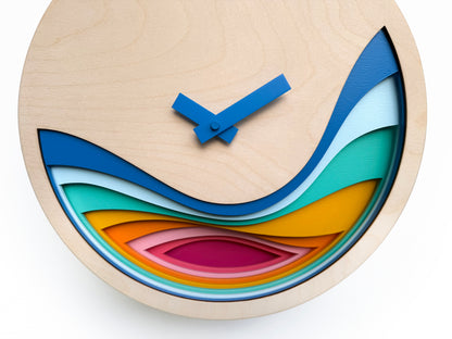 Colorful Cuckoo Clock, Modern Wooden Wall Art, Unique Designer Home Decor