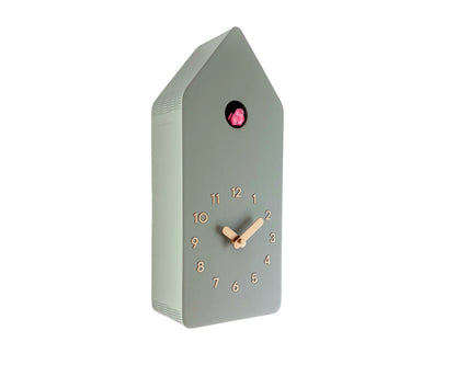 Cuckoo Clock - Sage with Brass painted accessories and Gum Pink Bird