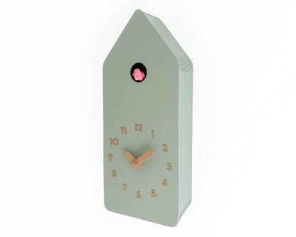 Cuckoo Clock - Sage with Brass painted accessories and Gum Pink Bird