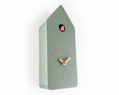 Cuckoo Clock - Sage with Brass painted accessories and Gum Pink Bird