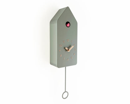 Cuckoo Clock - Sage with Brass painted accessories and Gum Pink Bird