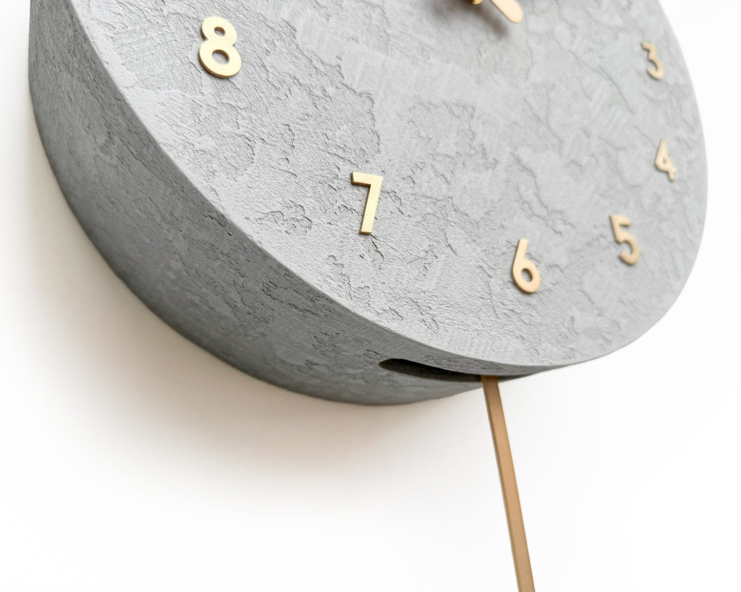 Modern Cuckoo Clock Concrete Look – Minimalist Wall Clock, Brass Details Décor