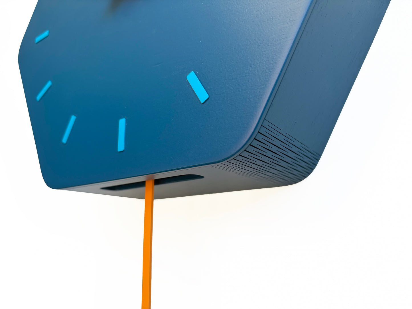 Hexagon Cuckoo Clock - Fresco with Orange Bird, Turquoise Lines and Light Orange Accessories