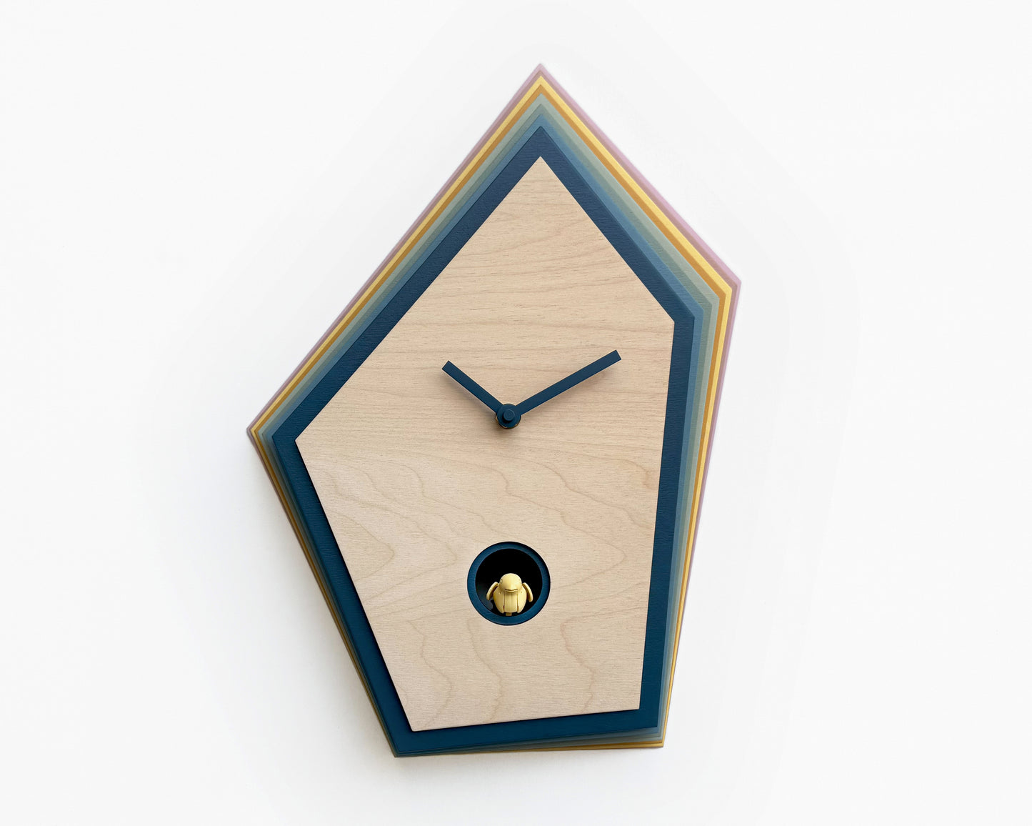 Colorful Cuckoo Clock, Layered Wood Wall Art, Modern Home Decor