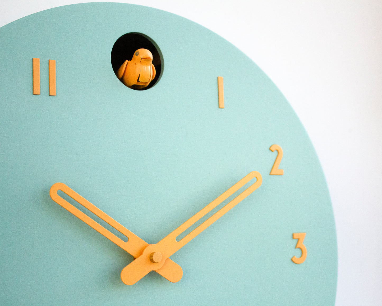 Modern Cuckoo Wall Clock – Mold Green & Amber Scandinavian Design