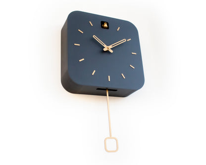 Modern Cuckoo Clock, Anthracite & Brass, Minimalist Wall Clock, Scandinavian Decor