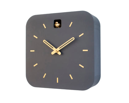 Modern Cuckoo Clock, Anthracite & Brass, Minimalist Wall Clock, Scandinavian Decor
