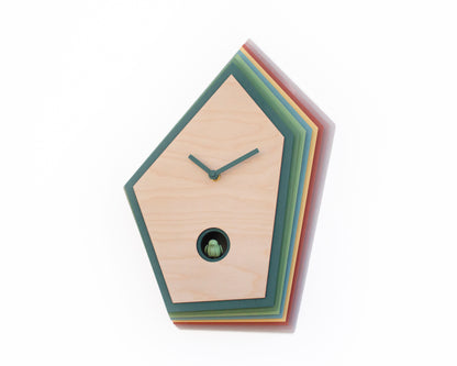Artistic Cuckoo Clock, Geometric Wooden Wall Decor, Unique Design