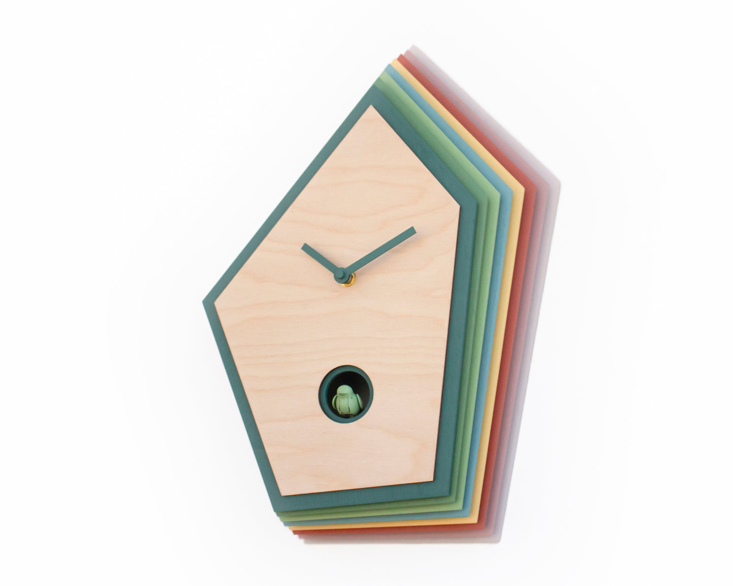 Artistic Cuckoo Clock, Geometric Wooden Wall Decor, Unique Design