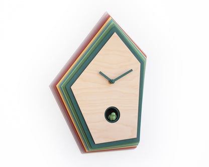 Artistic Cuckoo Clock, Geometric Wooden Wall Decor, Unique Design