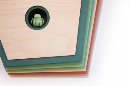 Artistic Cuckoo Clock, Geometric Wooden Wall Decor, Unique Design
