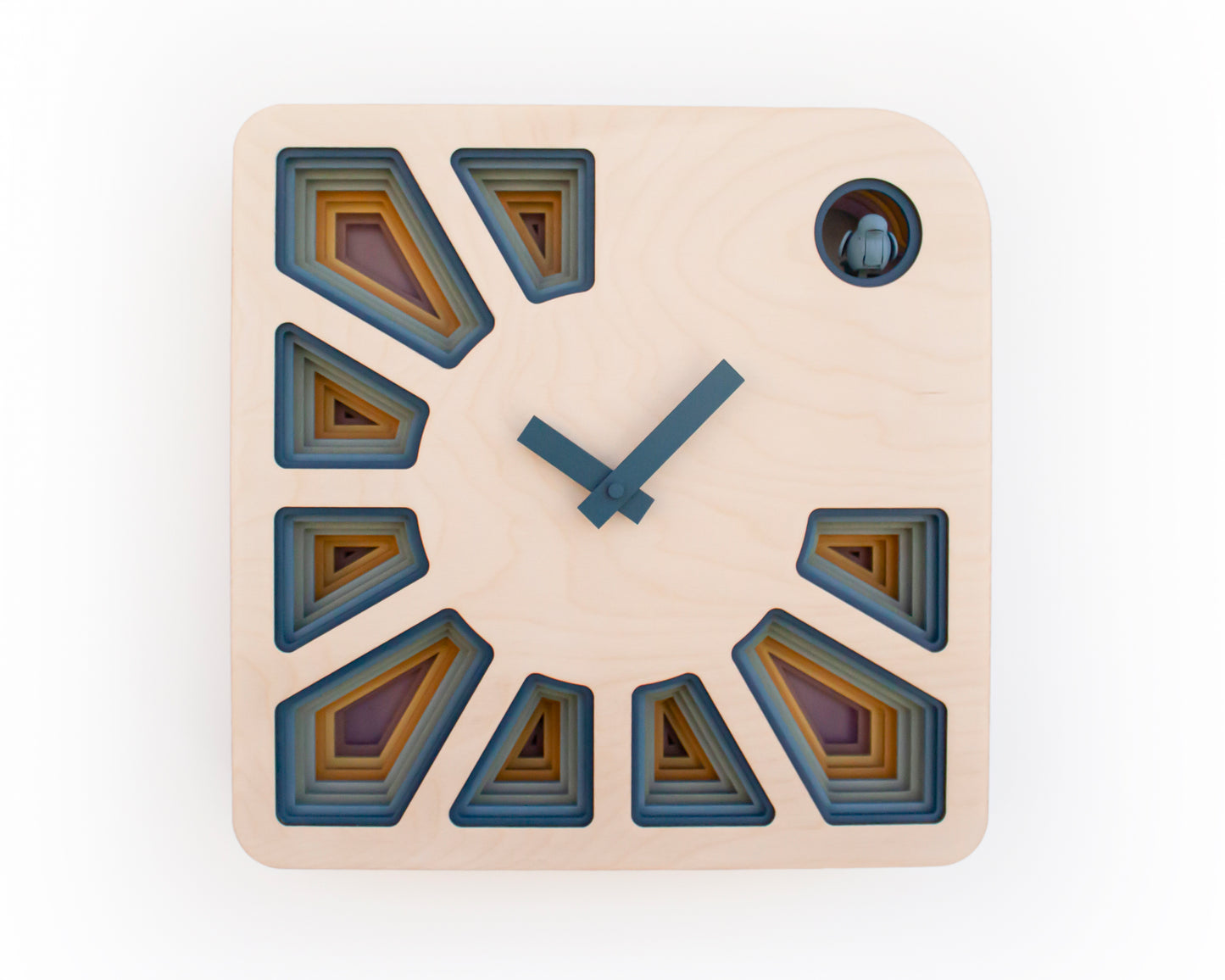 Geometric Cuckoo Clock, Modern Wooden Wall Art, Unique Home Décor