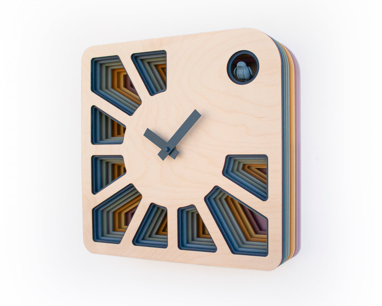 Geometric Cuckoo Clock, Modern Wooden Wall Art, Unique Home Décor