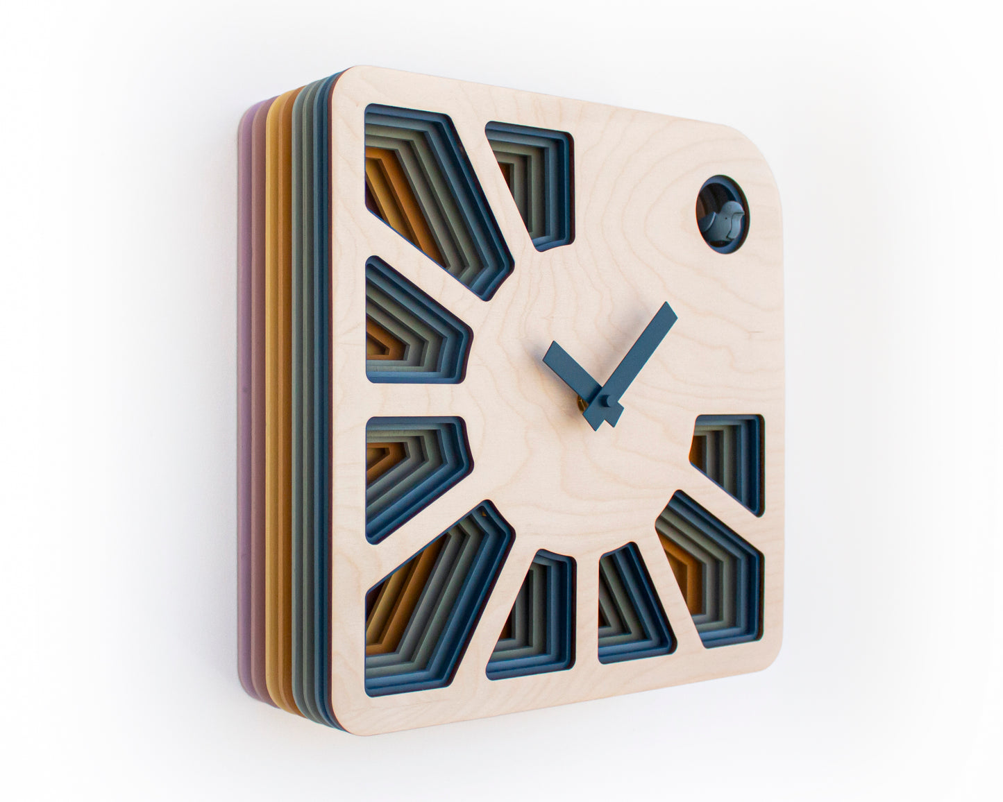 Geometric Cuckoo Clock, Modern Wooden Wall Art, Unique Home Décor