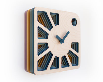 Geometric Cuckoo Clock, Modern Wooden Wall Art, Unique Home Décor