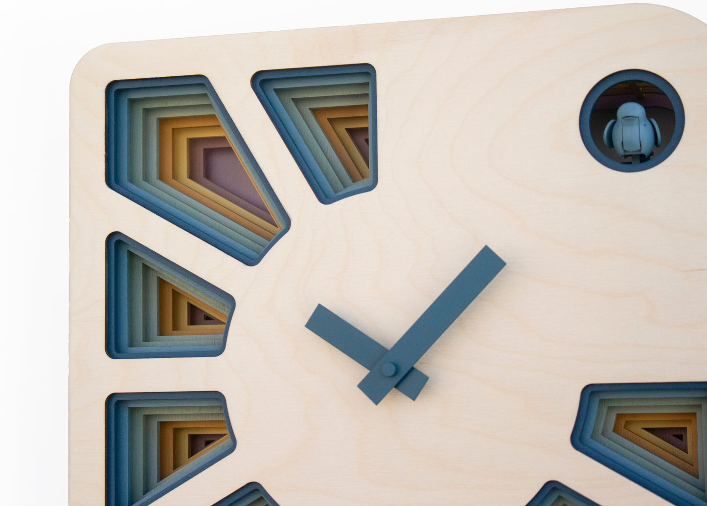Geometric Cuckoo Clock, Modern Wooden Wall Art, Unique Home Décor
