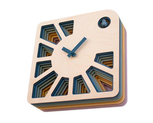 Geometric Cuckoo Clock, Modern Wooden Wall Art, Unique Home Décor