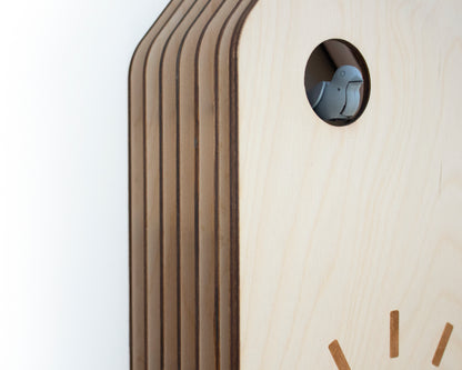Minimal Wooden Wall Clock – House Shape Birch Design with Custom Colors