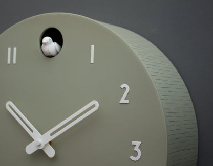 Linden Green Cuckoo Clock, Minimalist Wall Decor, Modern Wooden Design with White Details