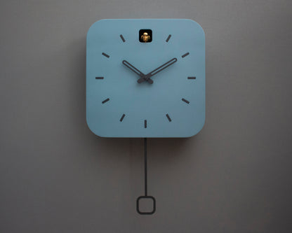 Minimalist Cuckoo Clock, Napoleon Blue Wall Clock, Modern Home Décor