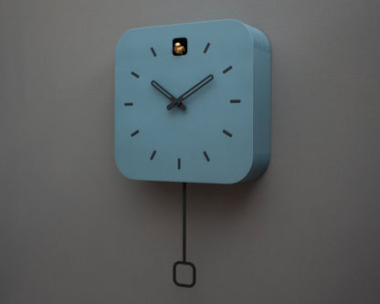 Minimalist Cuckoo Clock, Napoleon Blue Wall Clock, Modern Home Décor