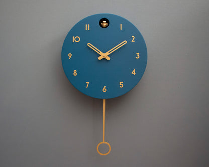 Fresco Cuckoo Clock, Modern Wall Decor, Brass Details, Minimalist Wooden Handmade Design