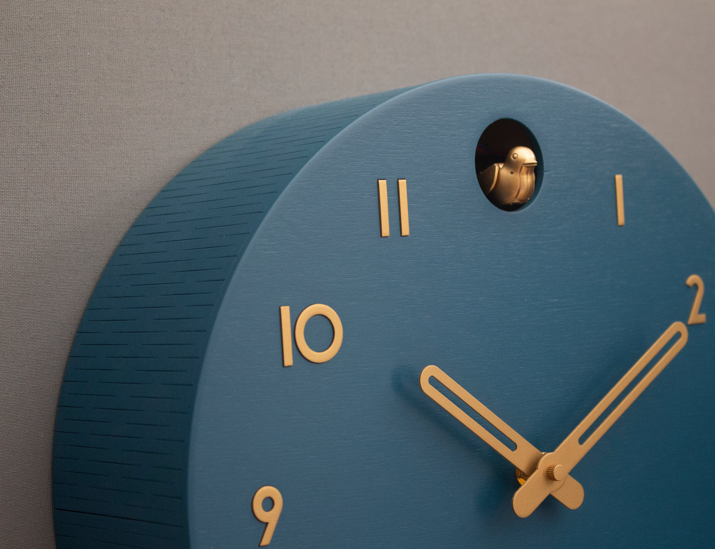 Fresco Cuckoo Clock, Modern Wall Decor, Brass Details, Minimalist Wooden Handmade Design