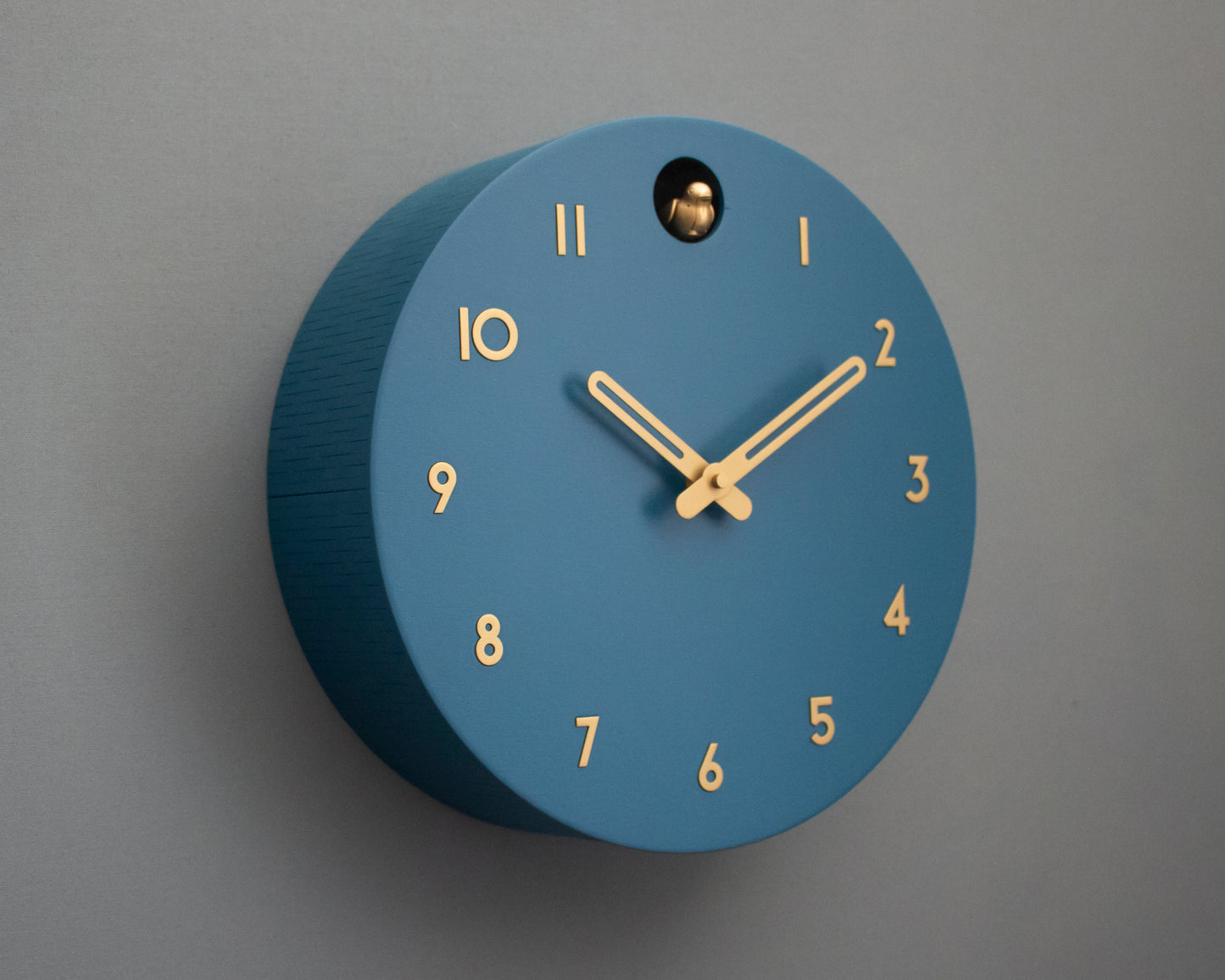 Fresco Cuckoo Clock, Modern Wall Decor, Brass Details, Minimalist Wooden Handmade Design