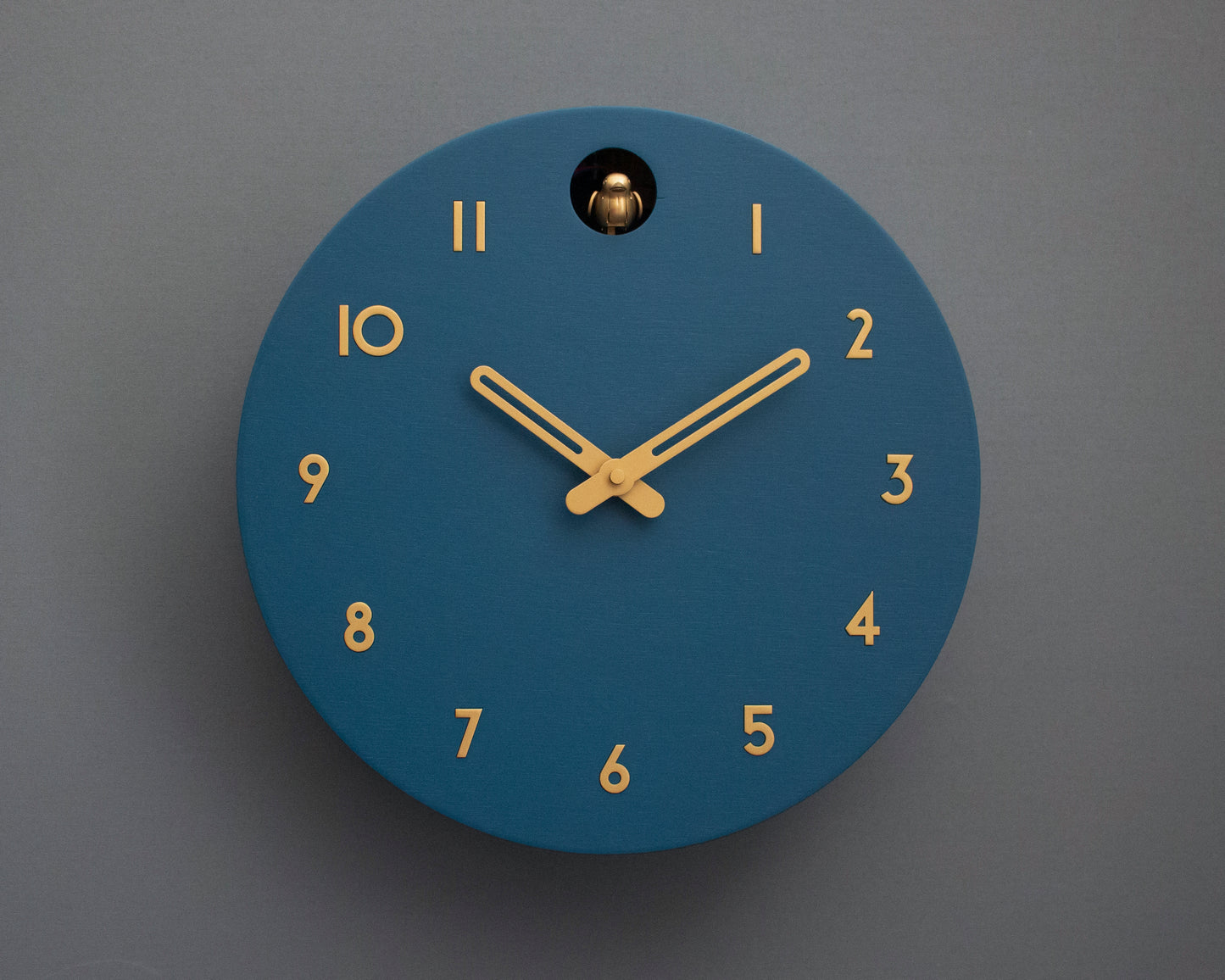 Fresco Cuckoo Clock, Modern Wall Decor, Brass Details, Minimalist Wooden Handmade Design