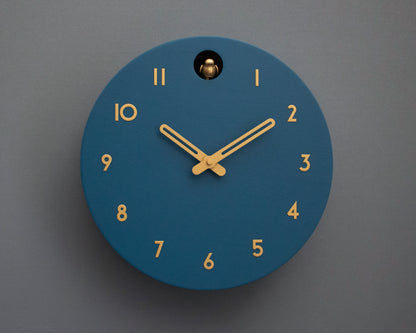 Fresco Cuckoo Clock, Modern Wall Decor, Brass Details, Minimalist Wooden Handmade Design