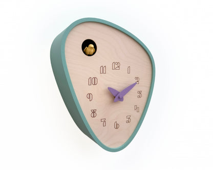 Cuckoo Clock - Mold Green with Saffron Bird and Iris Clock Hands