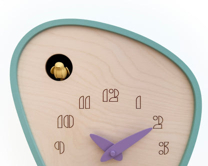 Cuckoo Clock - Mold Green with Saffron Bird and Iris Clock Hands