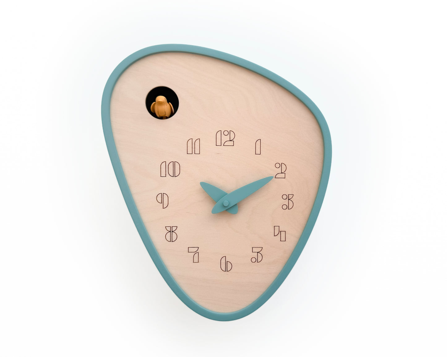 Handcrafted Cuckoo Clock - Ice Green, Amber Bird, Modern Design