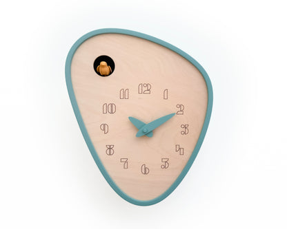 Handcrafted Cuckoo Clock - Ice Green, Amber Bird, Modern Design