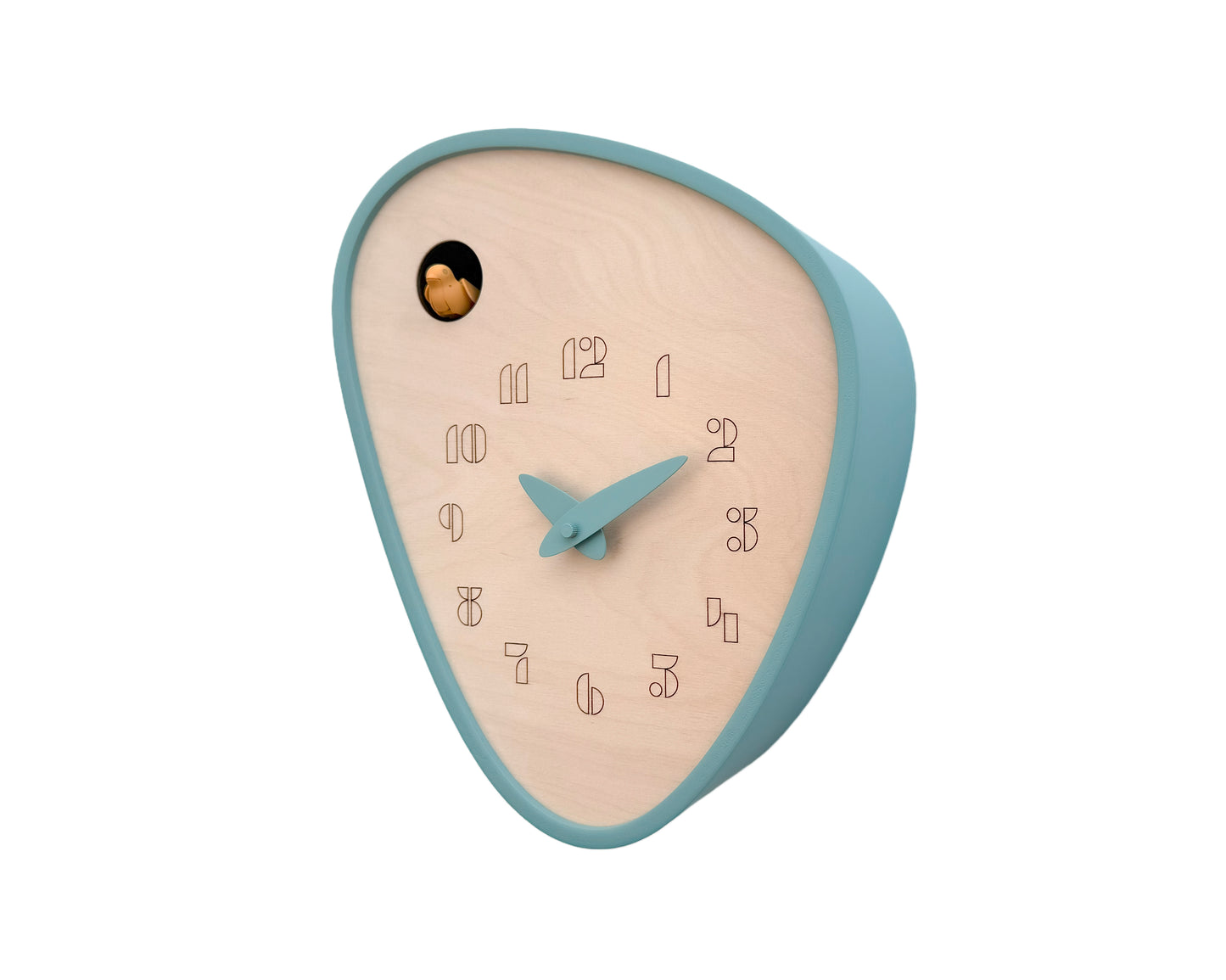 Handcrafted Cuckoo Clock - Ice Green, Amber Bird, Modern Design