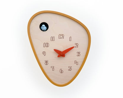 Cuckoo Clock - Amber with Mild Blue Bird and Autumn Clock Hands