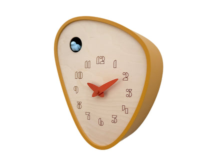Cuckoo Clock - Amber with Mild Blue Bird and Autumn Clock Hands